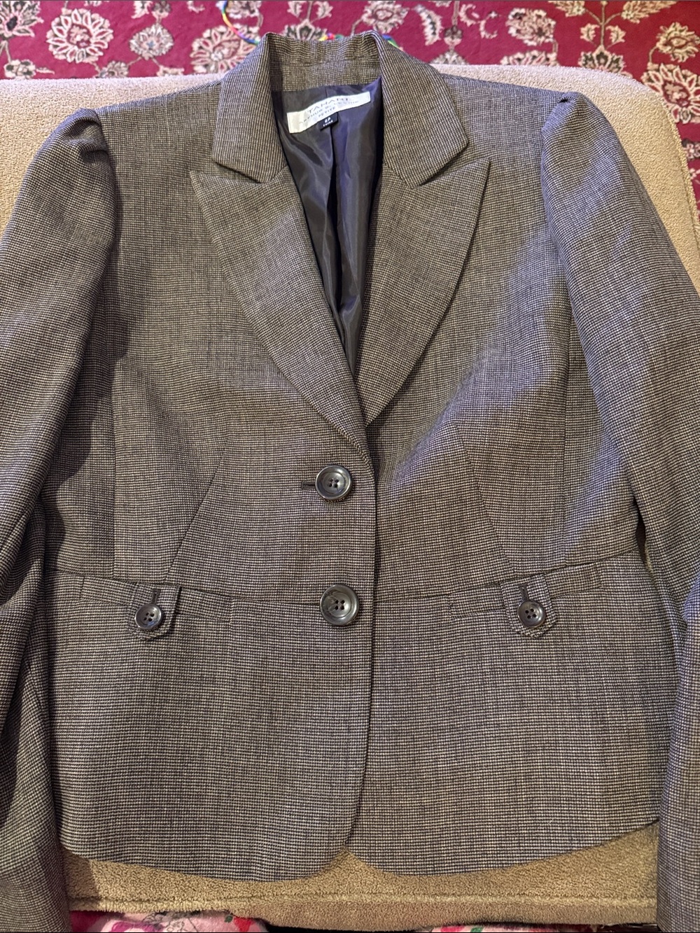 Tahari Arthur S Levine 6 Petite Blazer Dora Brown/White New (TD)
